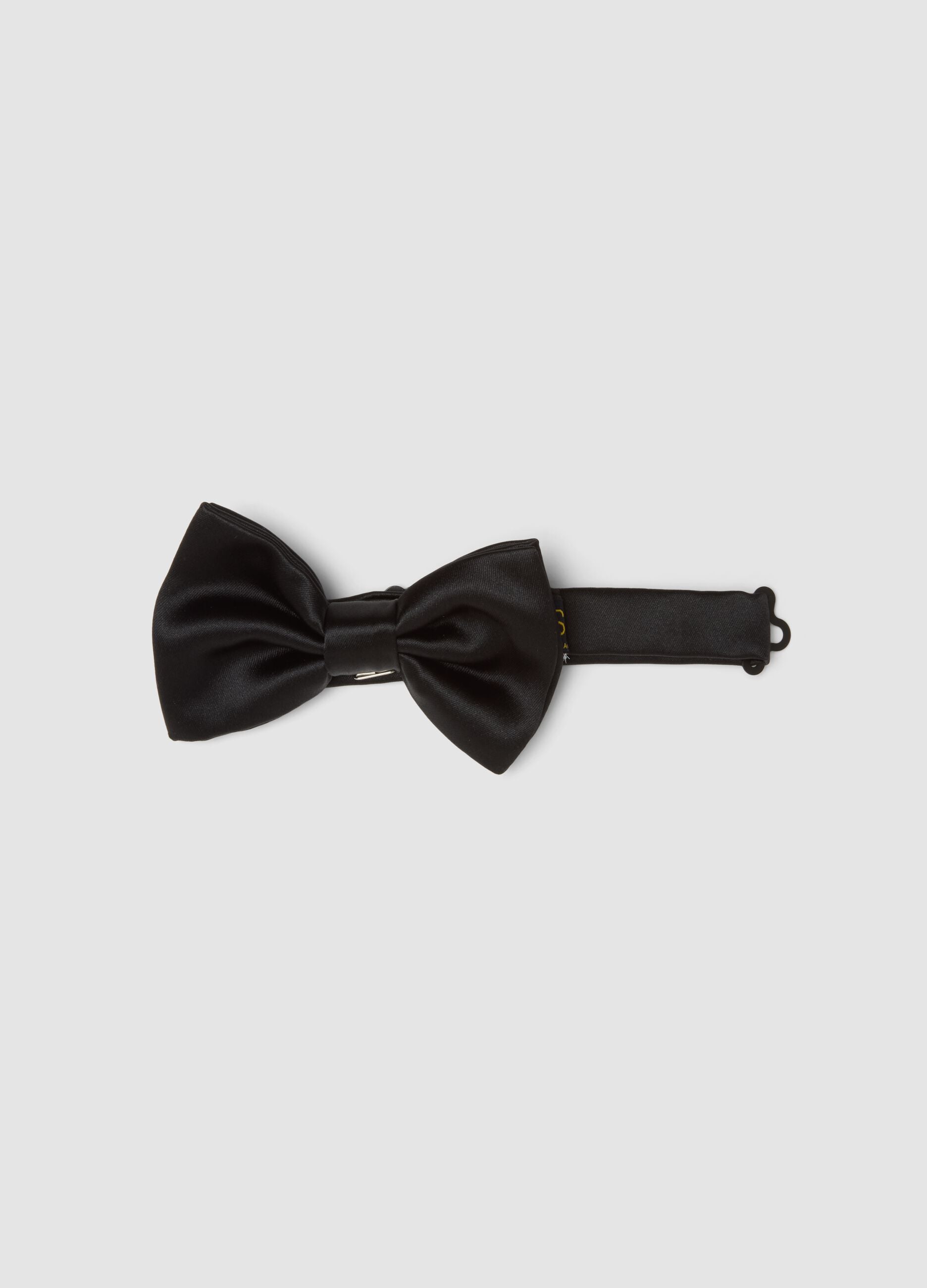 Black satin bow tie with adjustable hook