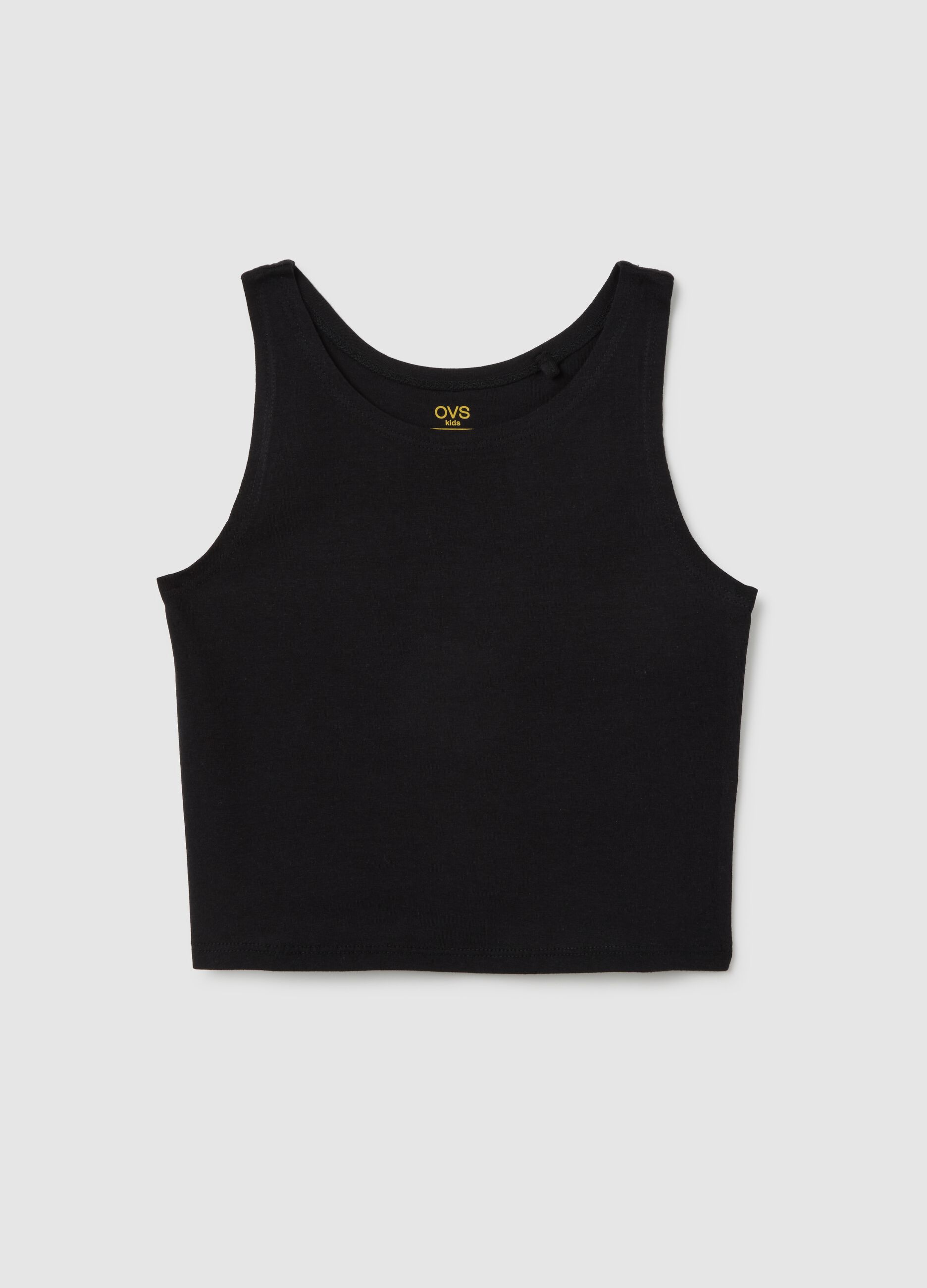 Girls' pure cotton black regular fit crop top