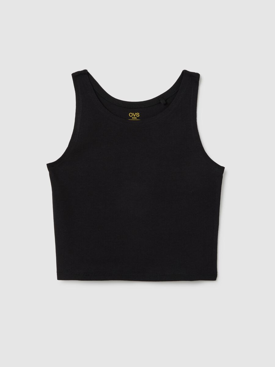 Girls' pure cotton black regular fit crop top_3