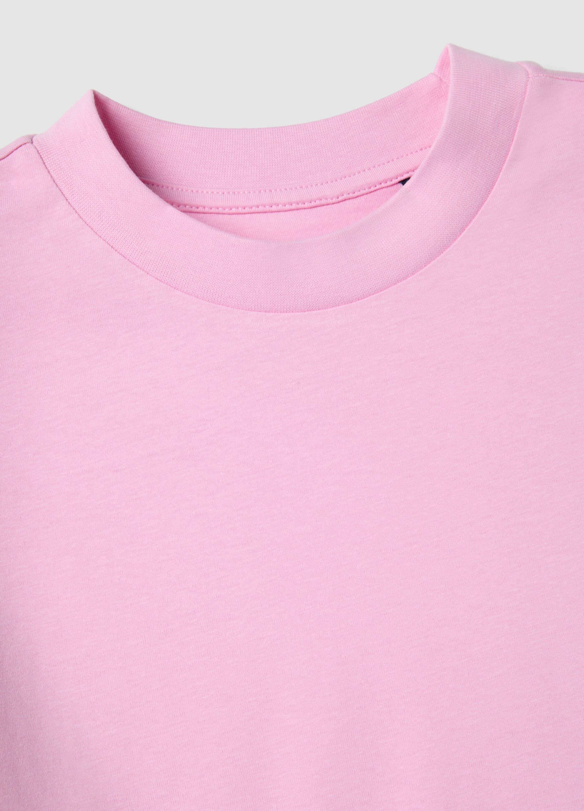 Pink pure cotton regular-fit T-shirt