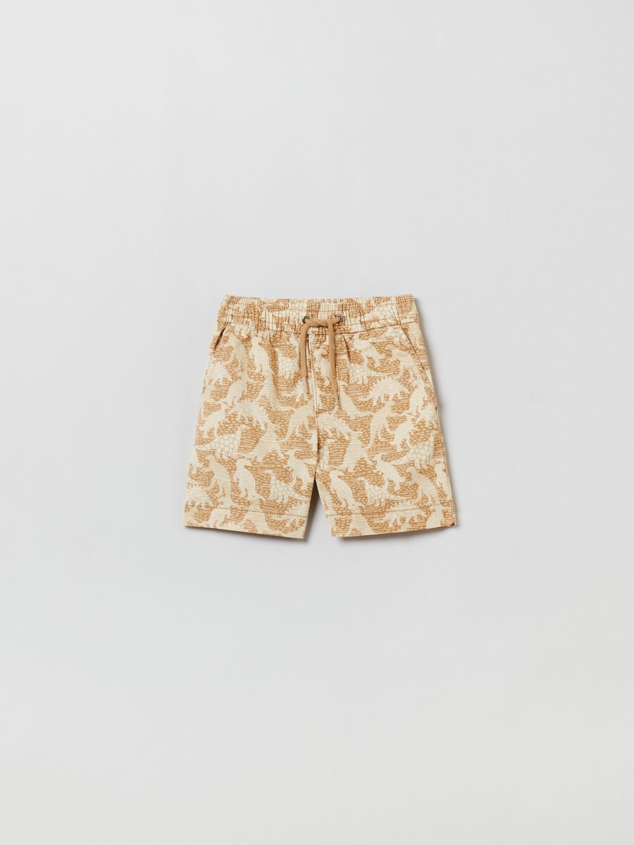 Bermuda shorts with drawstring and dinosaur print_0