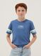 Blue pure cotton boys&rsquo; T-shirt with striped sleeves_1