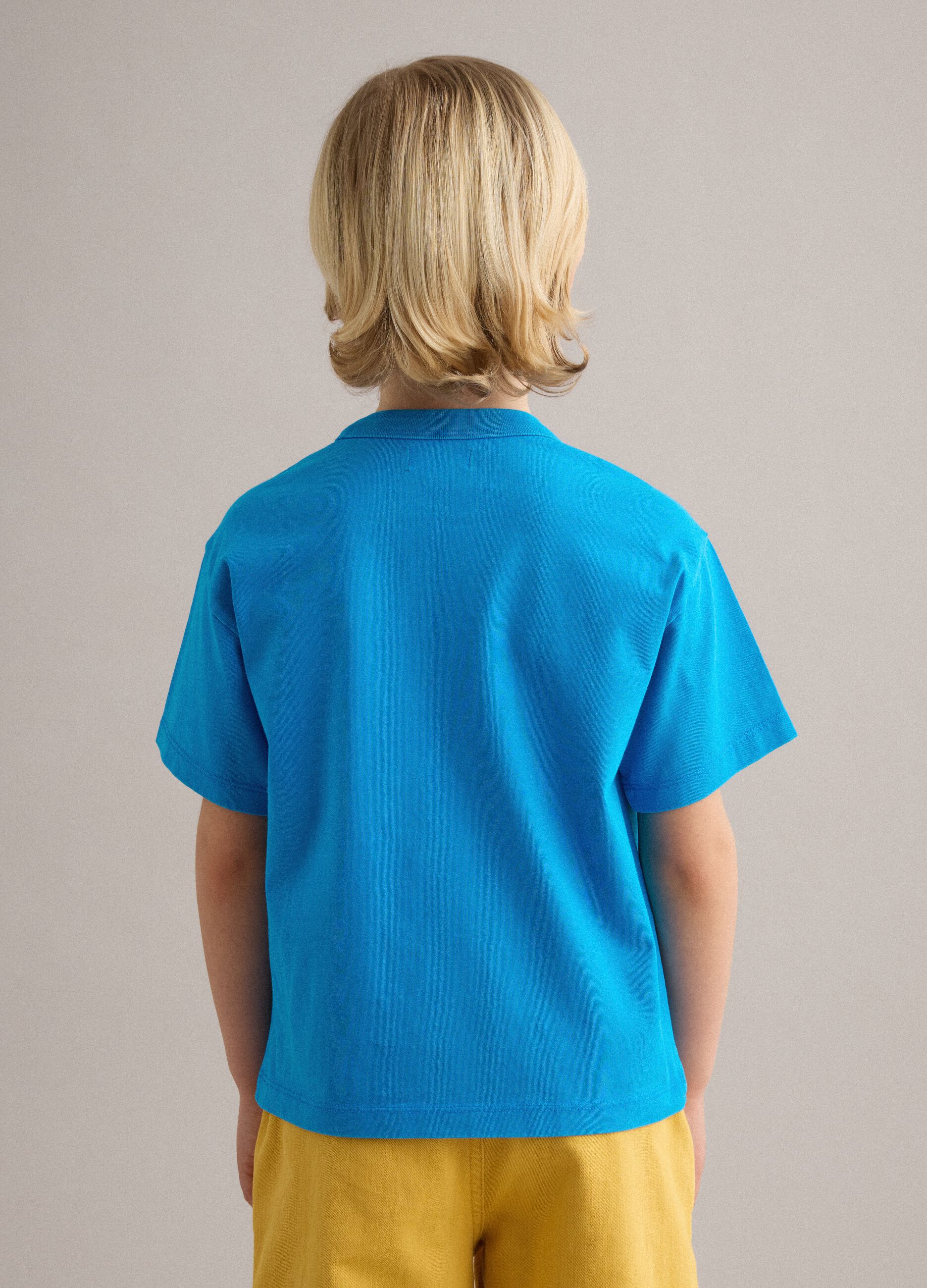 Boys' blue pure cotton regular fit T-shirt with print