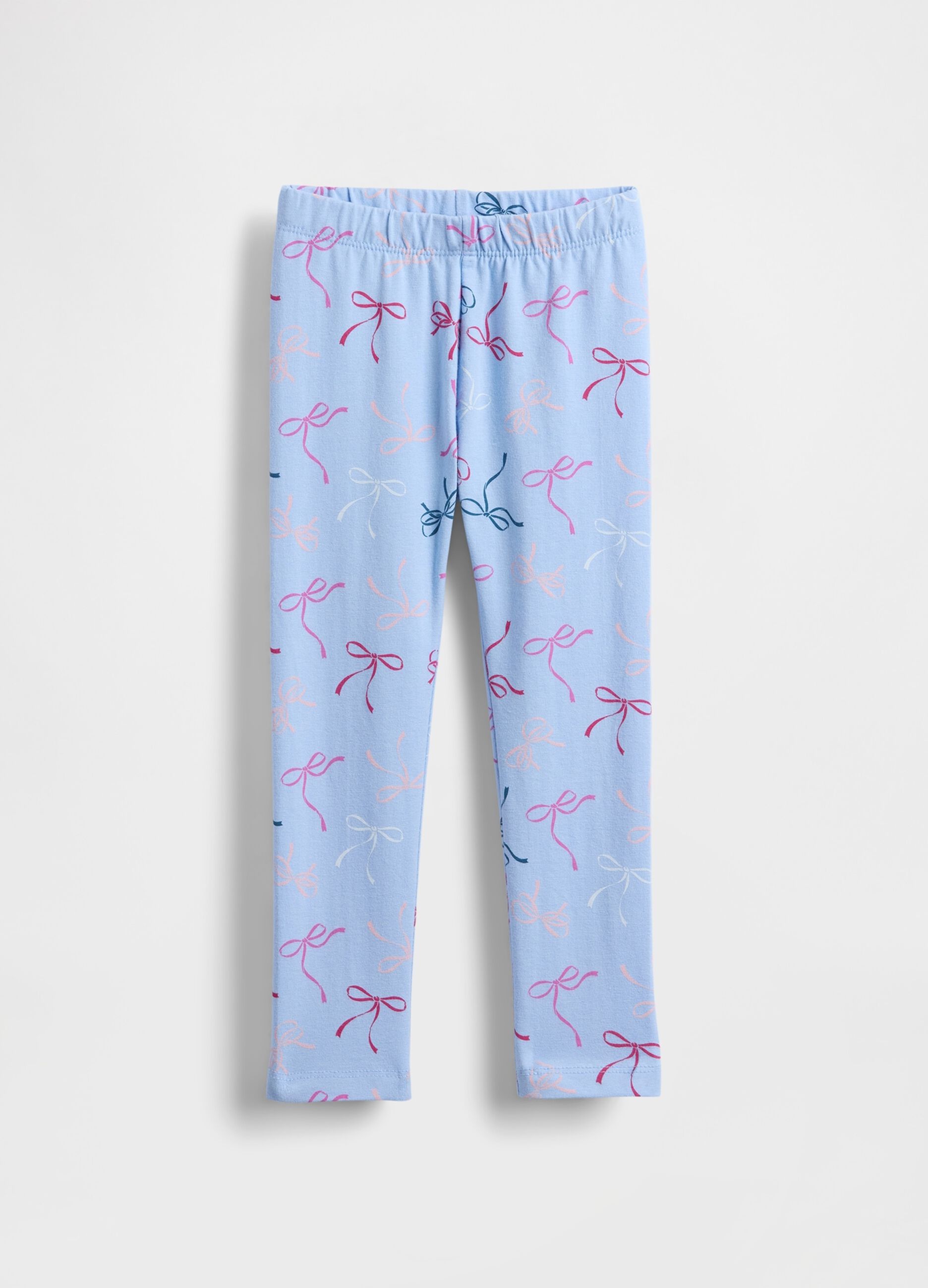 Blue leggings with colourful bows