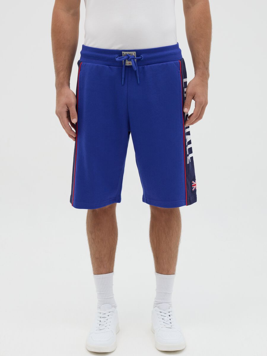 Blue sports Bermuda shorts with logo_1