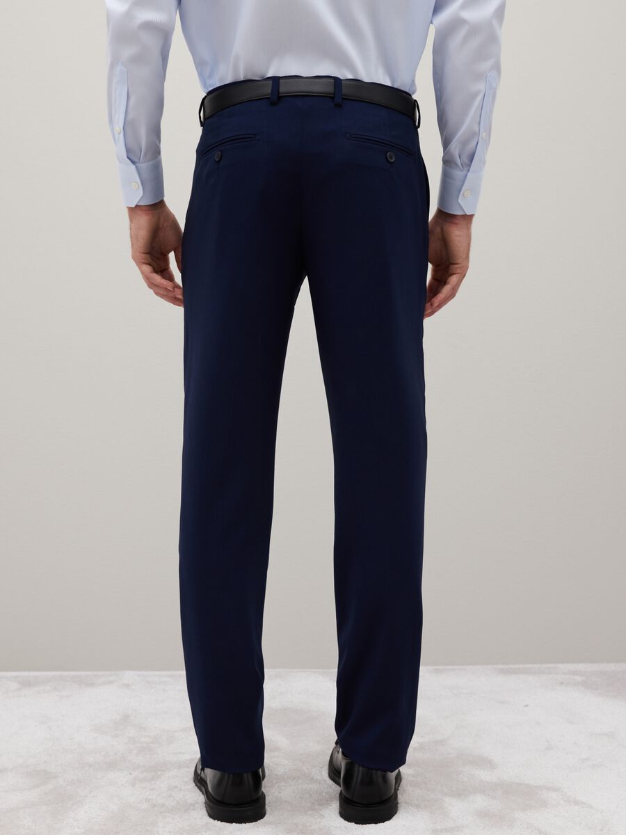 Pantaloni in tessuto elasticizzato blu slim fit_3