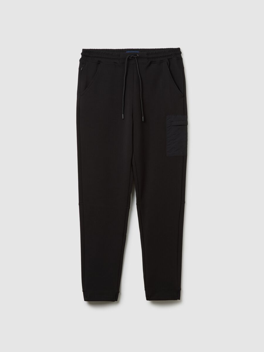 Pantaloni in misto cotone nero regular fit_0