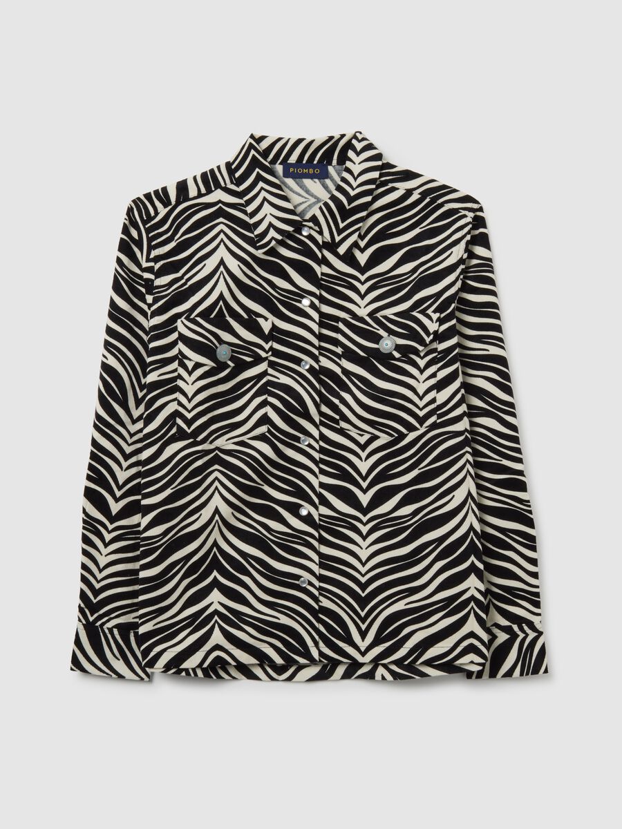 Multicolour shirt with zebra pattern in pure cotton regular fit_0
