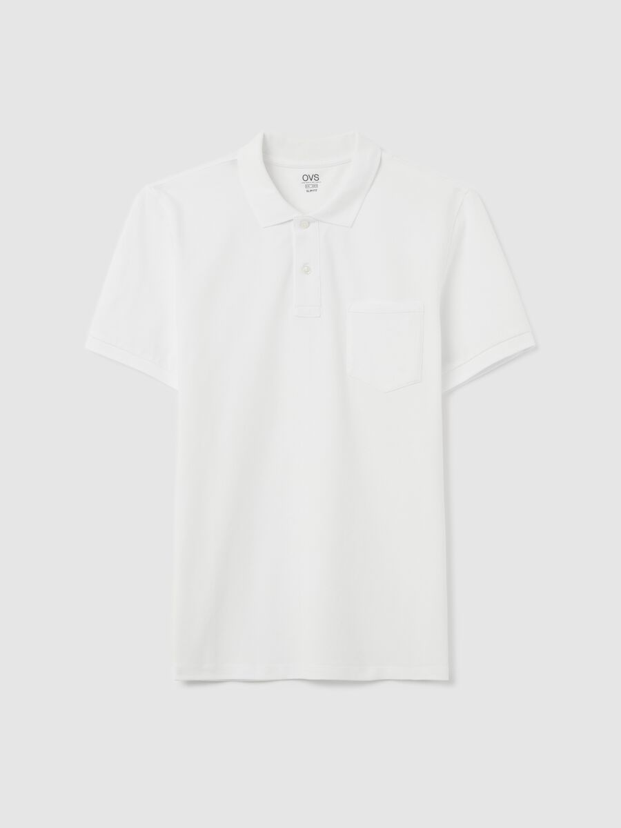 Stretch cotton polo shirt with pocket_4
