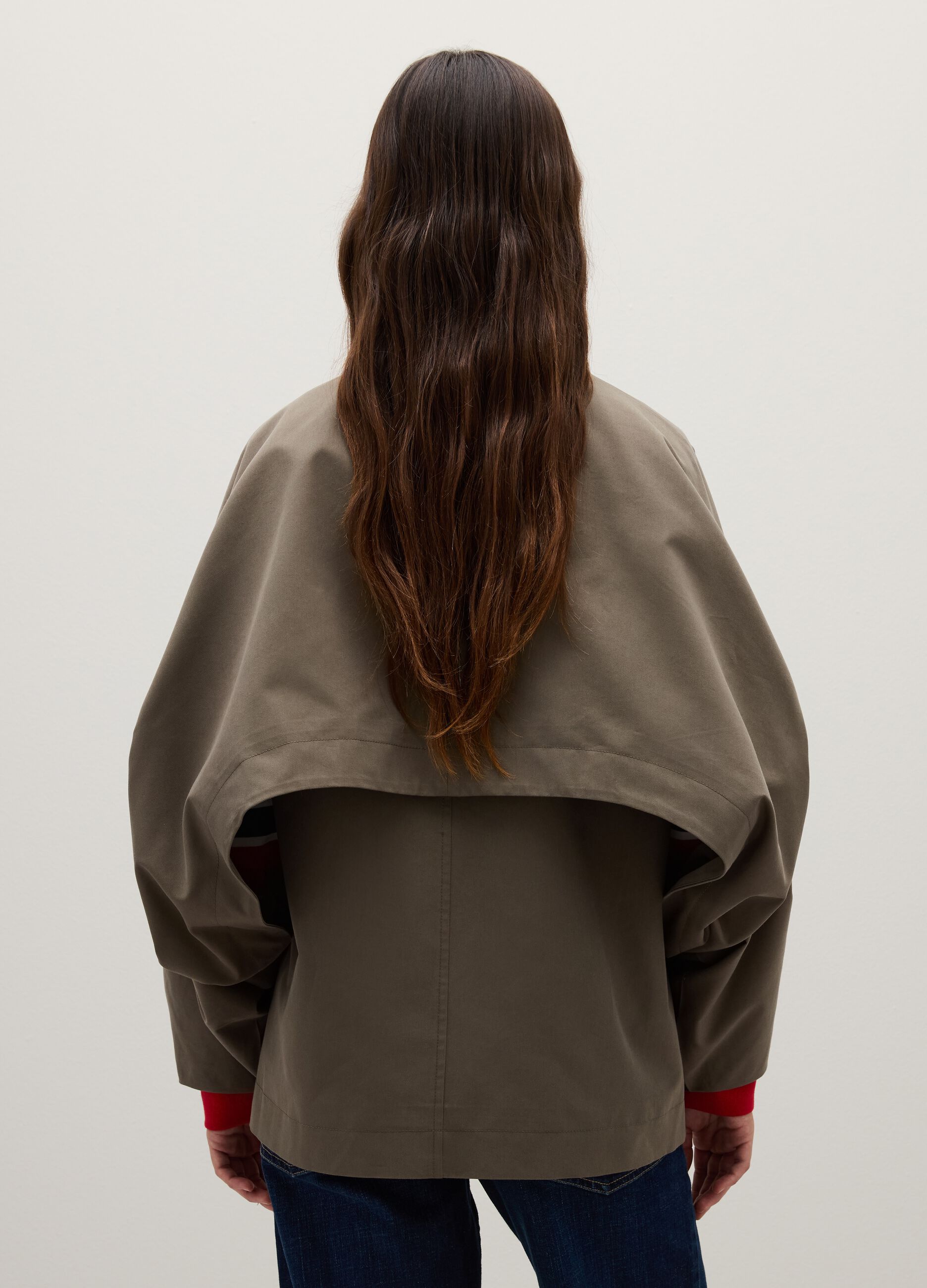 Brown cotton blend jacket with regular fit