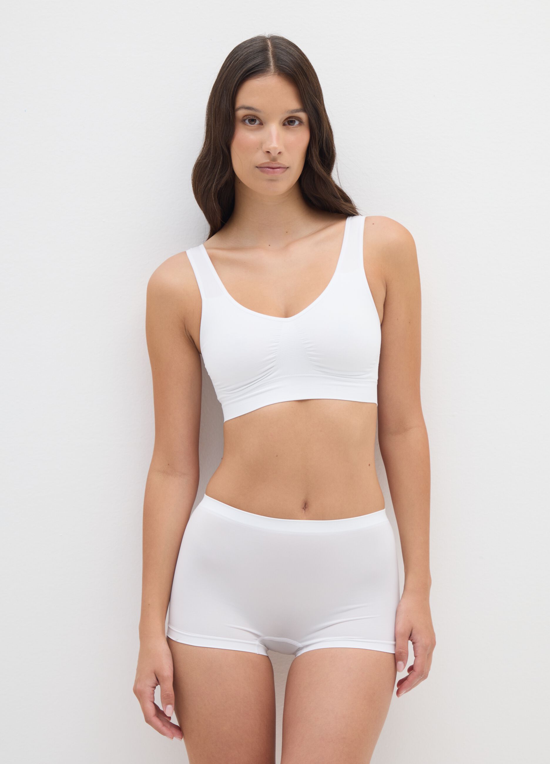 White Stretch Fabric Boxers Regular Fit