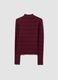 Dark red viscose-blend fitted jumper with funnel neck_6