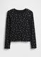 Long-sleeved black cotton shirt with floral print_2