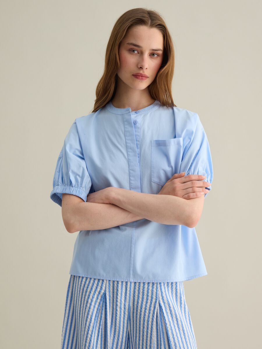 Oversized women’s shirt in light blue 100% cotton_0