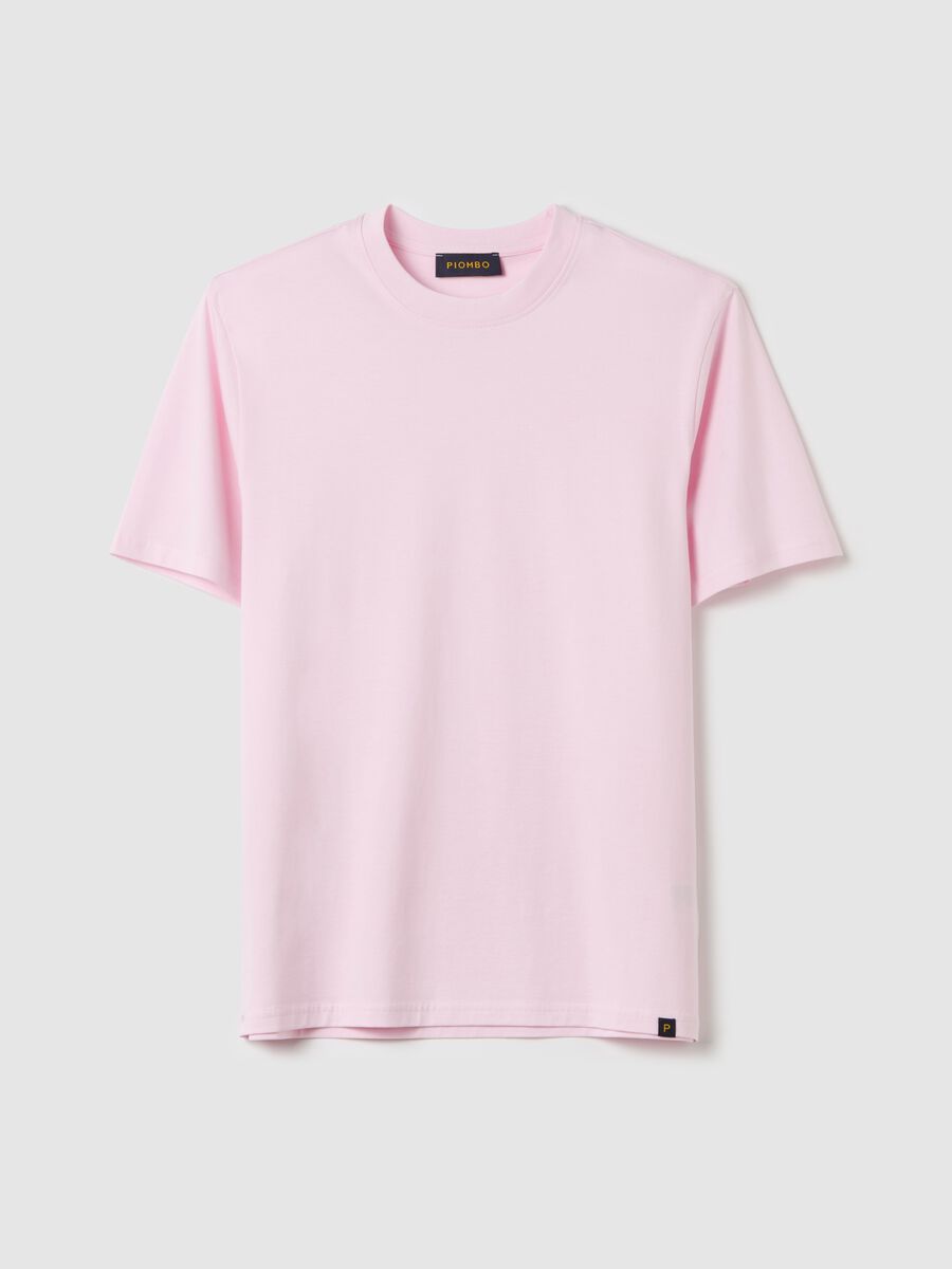 Plain cotton T-shirt with round neck._4