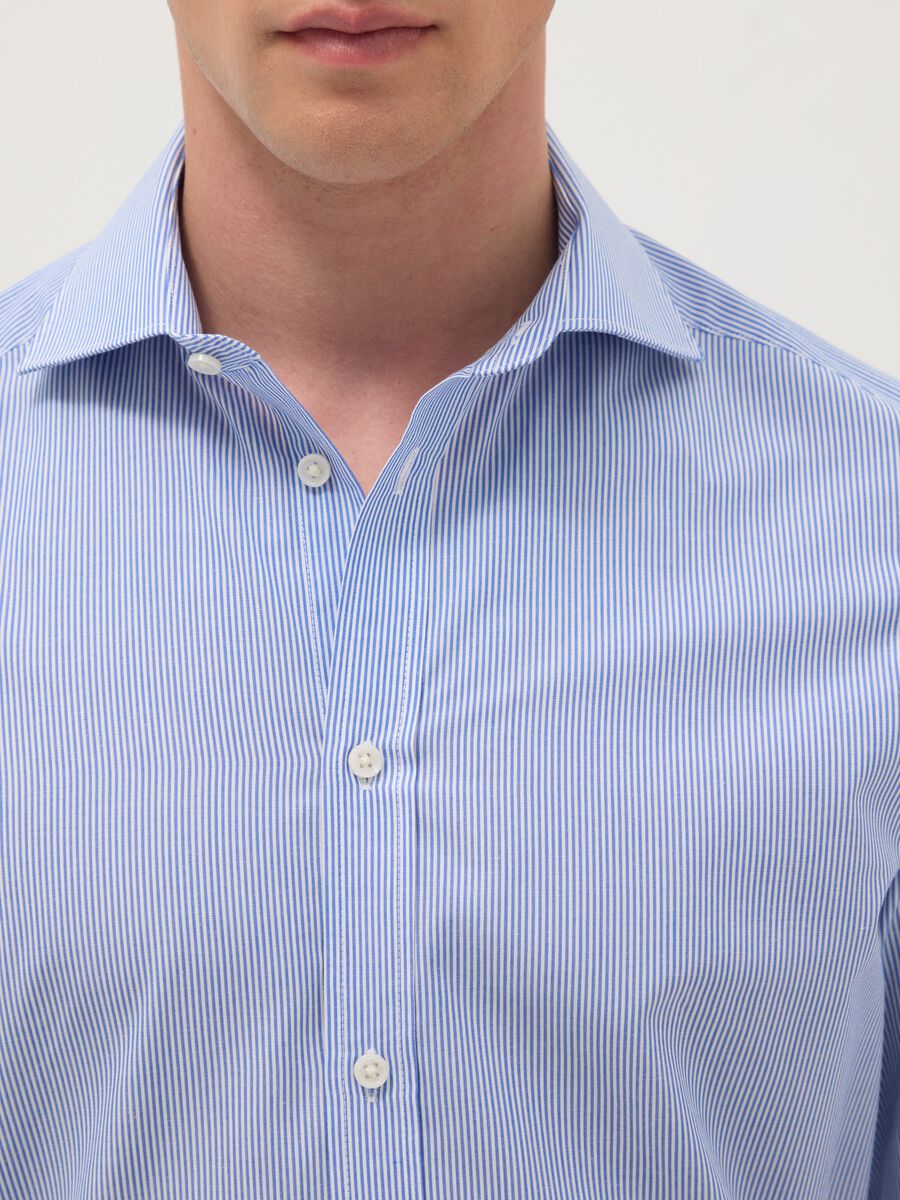 Multicolour striped slim fit cotton blend easy iron shirt_1