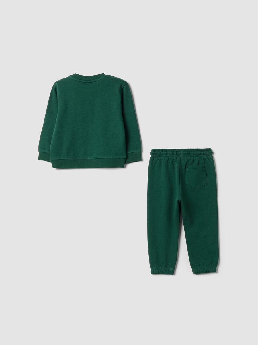 Completo jogging verde in puro cotone a girocollo per bimbo_1