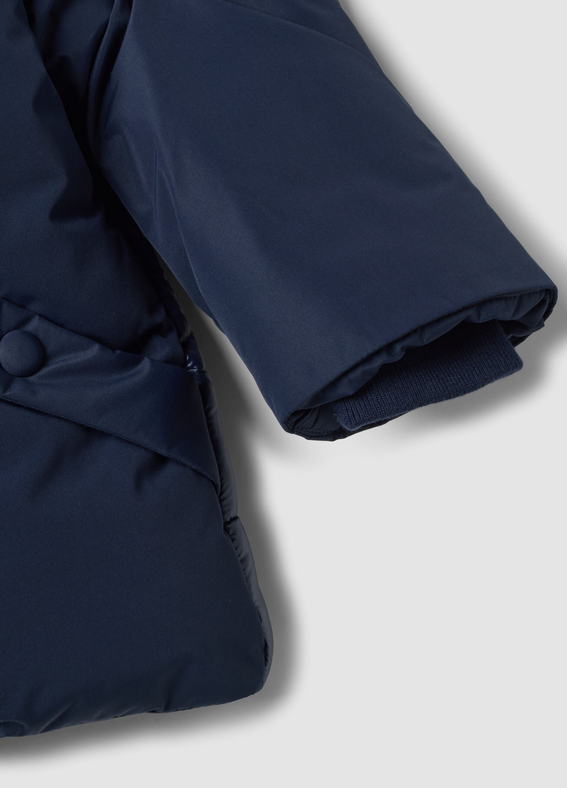 Navy padded hooded jacket, regular fit