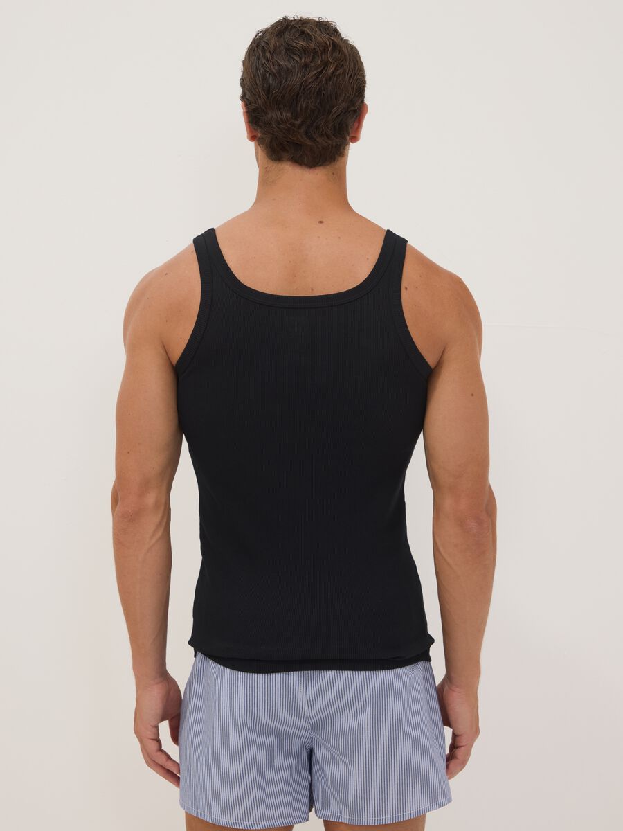 Black pure organic cotton ribbed vest_3