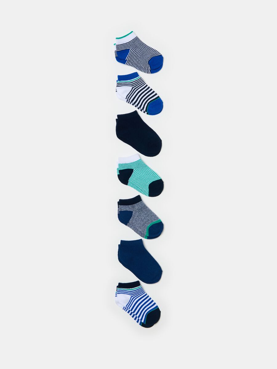 Seven-pair pack short socks with striped design_0