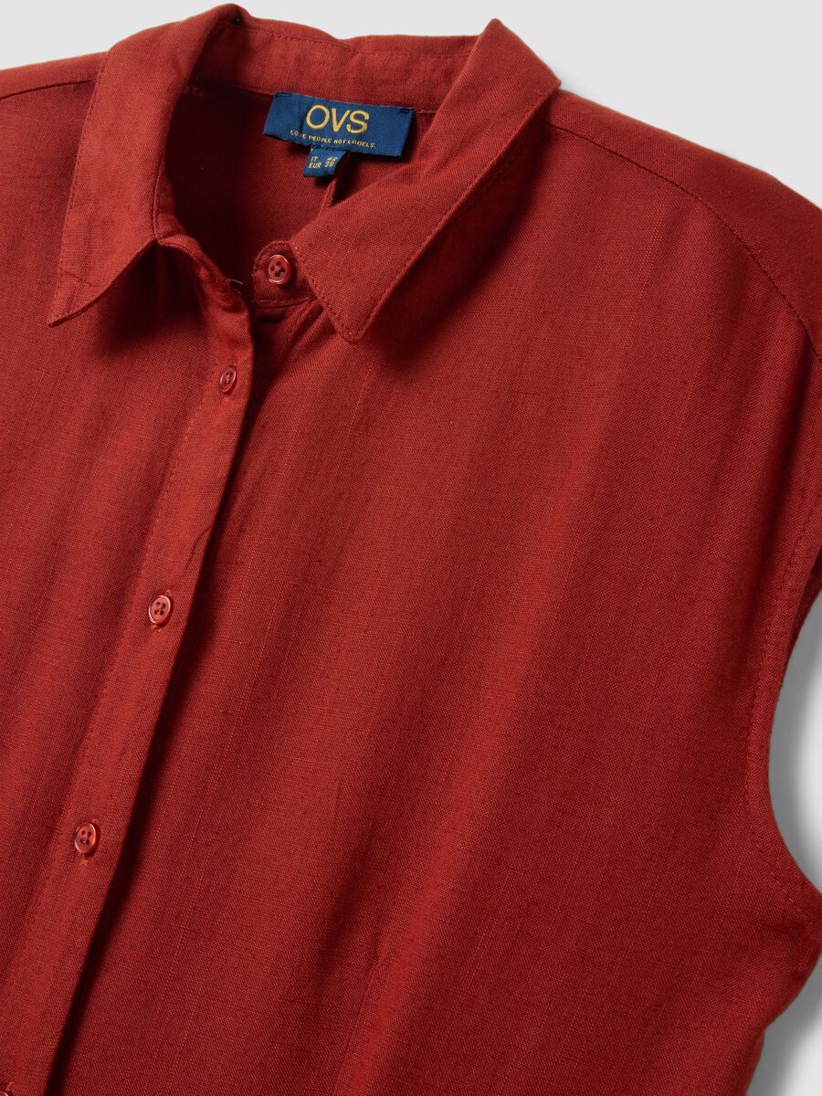 Red regular-fit shirt dress in viscose and linen blend_5