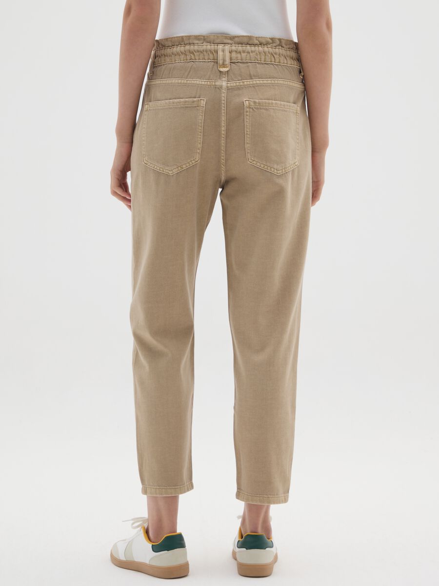 Beige Slouchy Denim Trousers in Pure Cotton_2