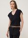 Blue pure cotton V-neck T-shirt_0
