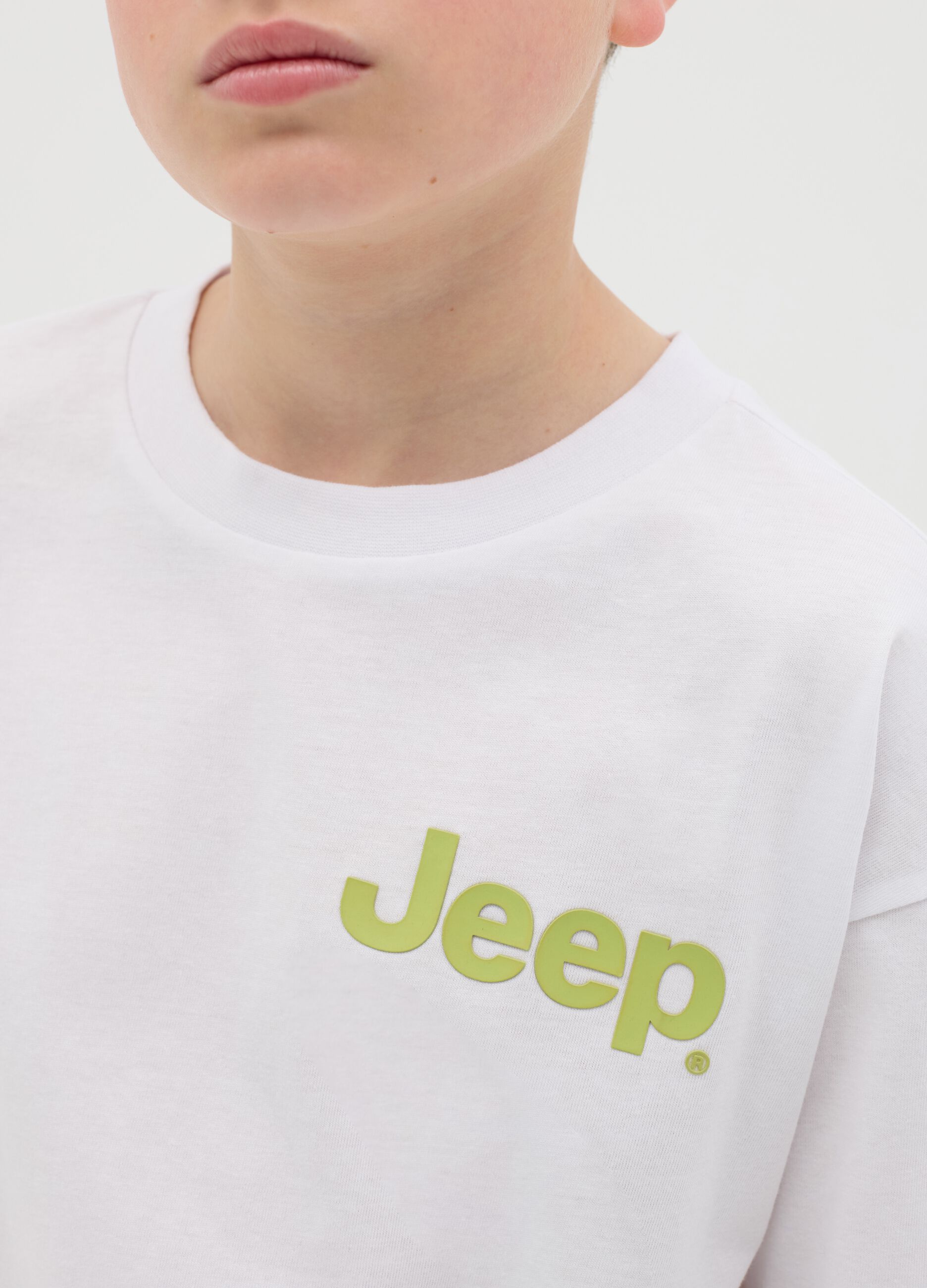 Cotton T-shirt with off-road vehicle and logo print