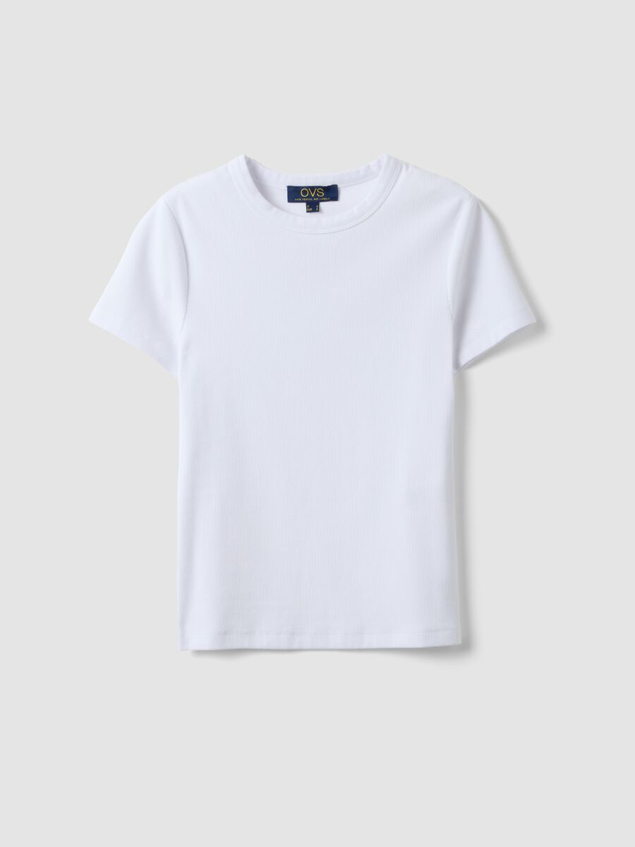 White fitted short-sleeve stretch cotton T-shirt_4