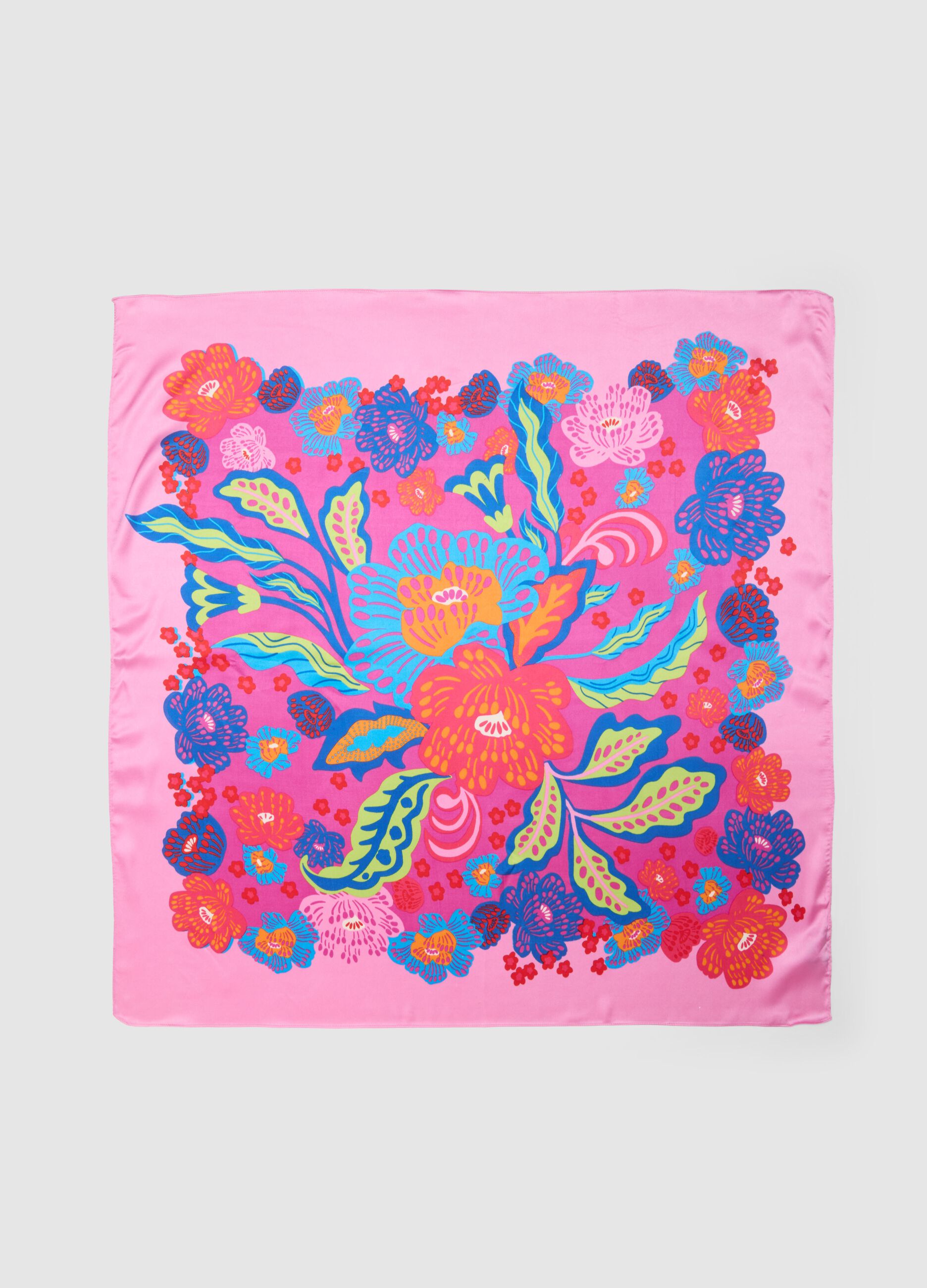 Lightweight Multicolour Scarf with Floral Print