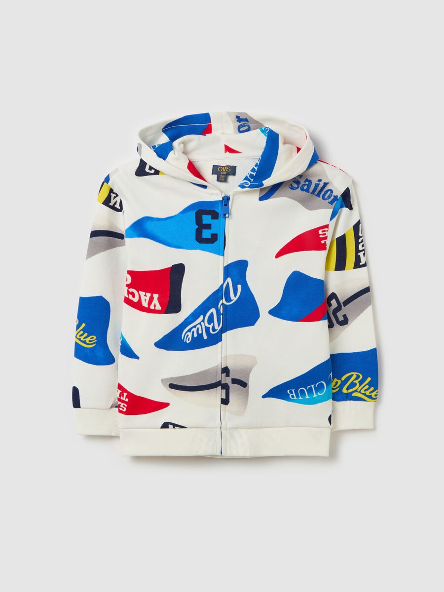 Full-zip hoodie with nautical print_0