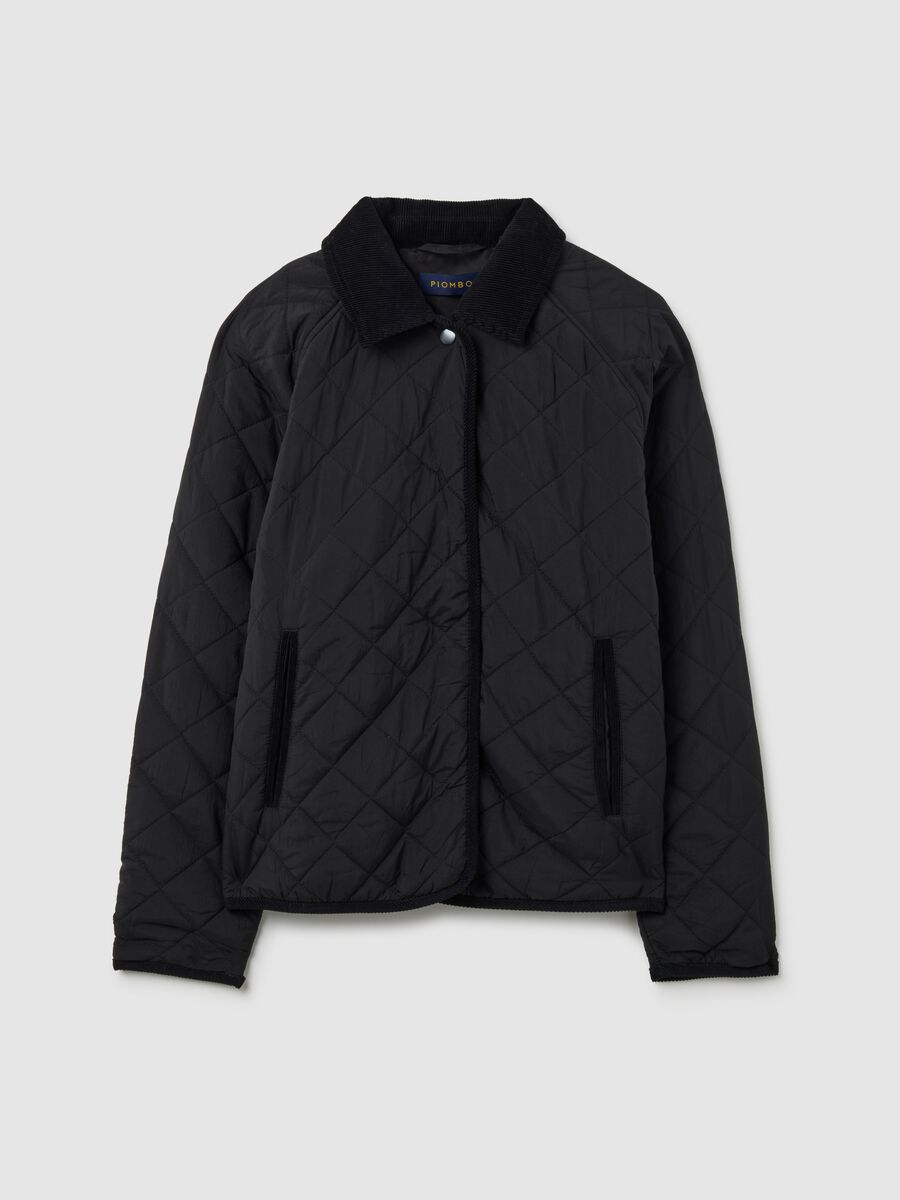 Black padded jacket regular fit_4