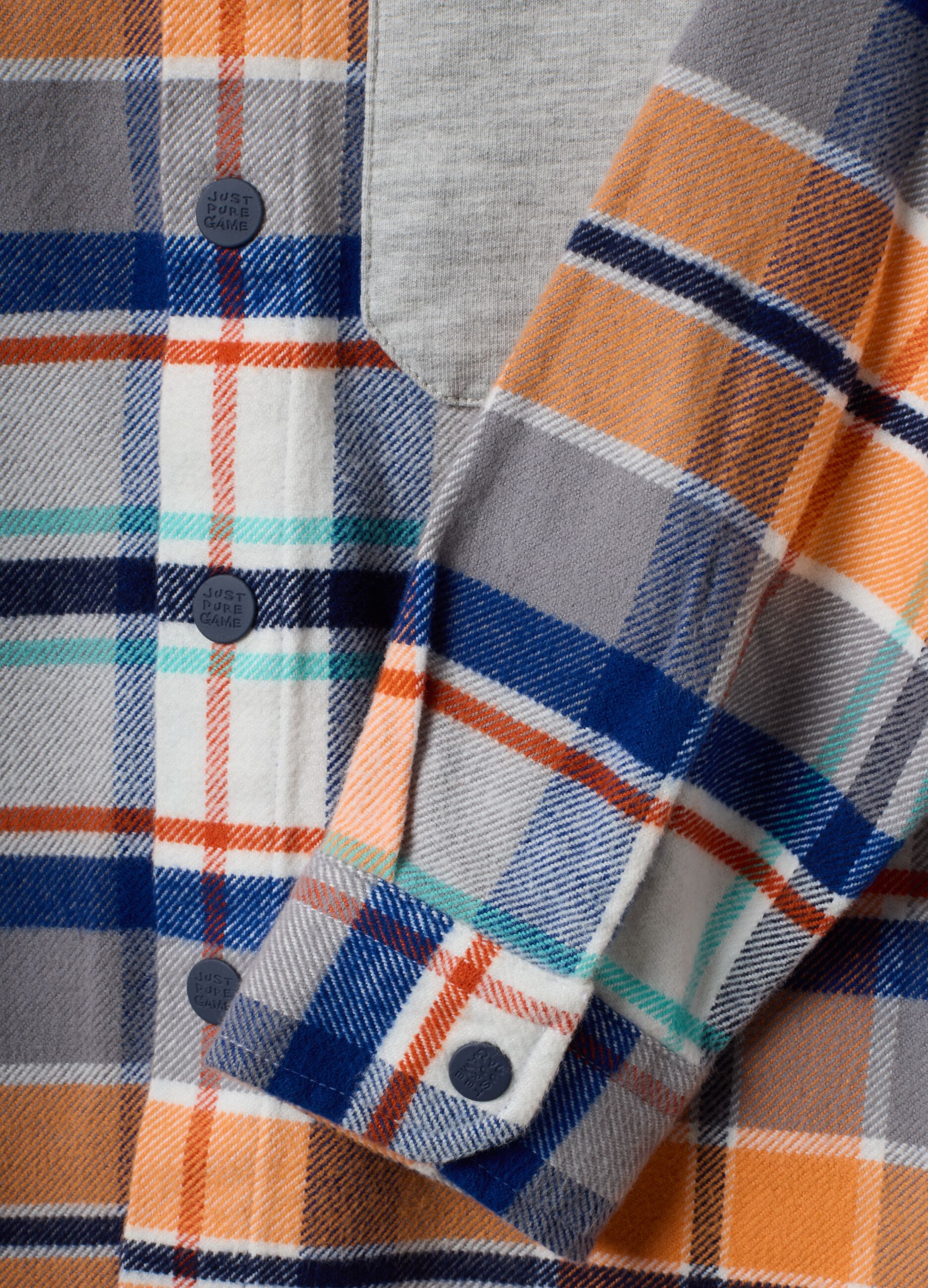 Multicolour hooded pure cotton slim-fit shirt for boys