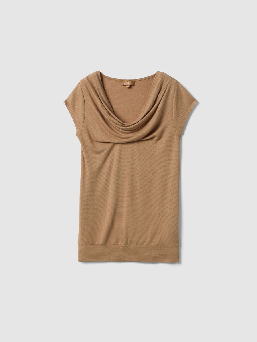 Maglietta beige premaman a maniche corte in viscosa elasticizzata_4