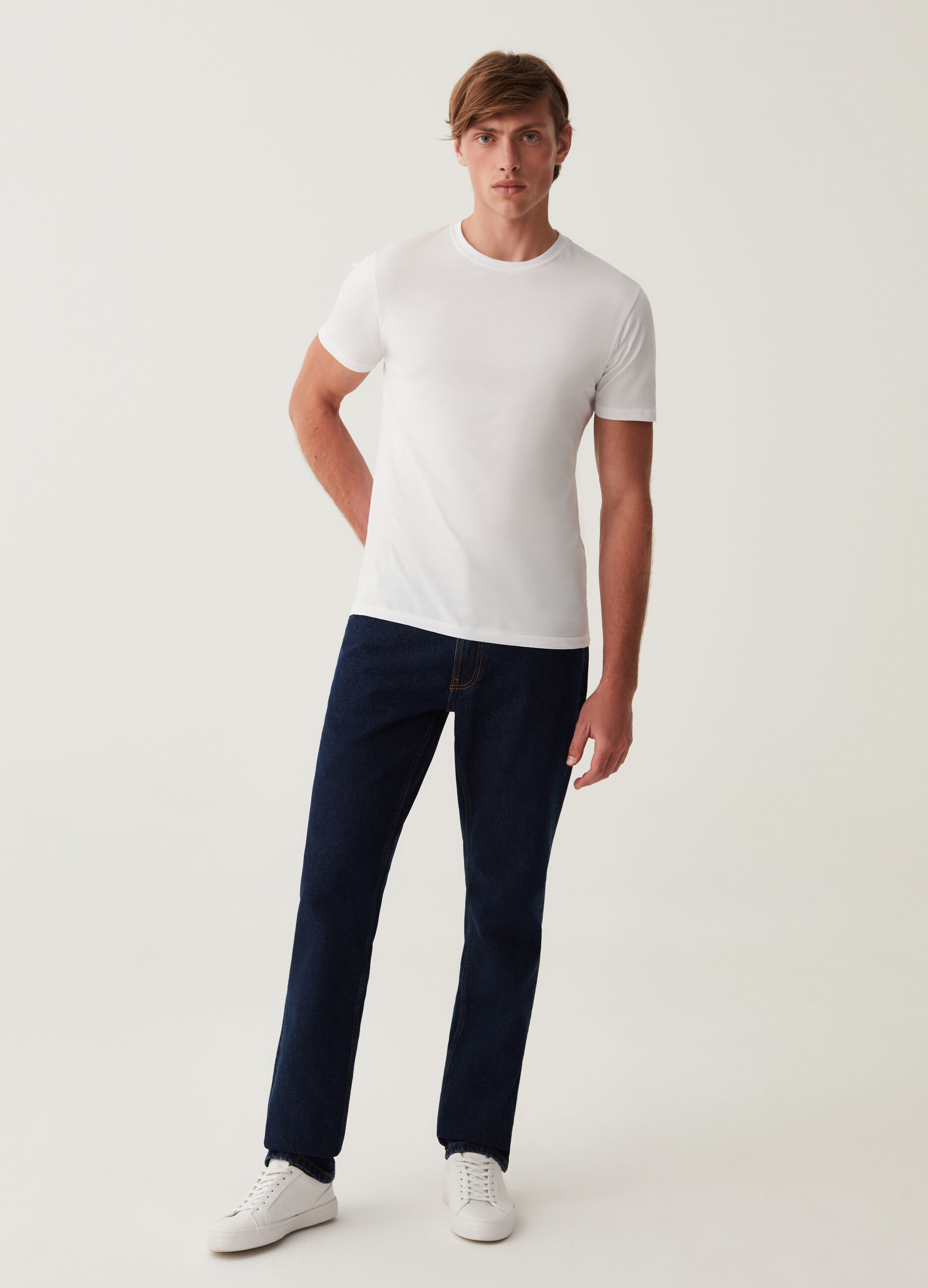 Jeans slim fit acid wash cinque tasche_0