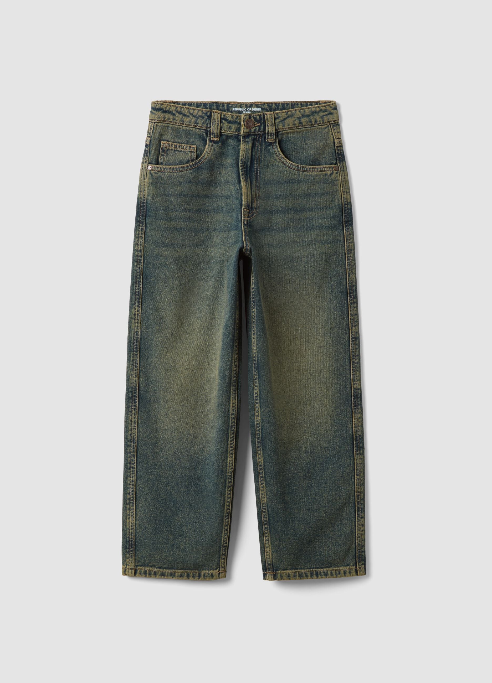 Blue pure cotton skater-fit jeans