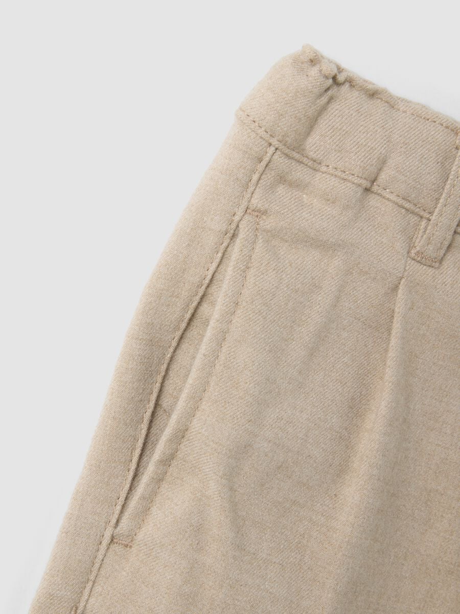 Pantaloni beige in viscosa elasticizzata regular fit_2