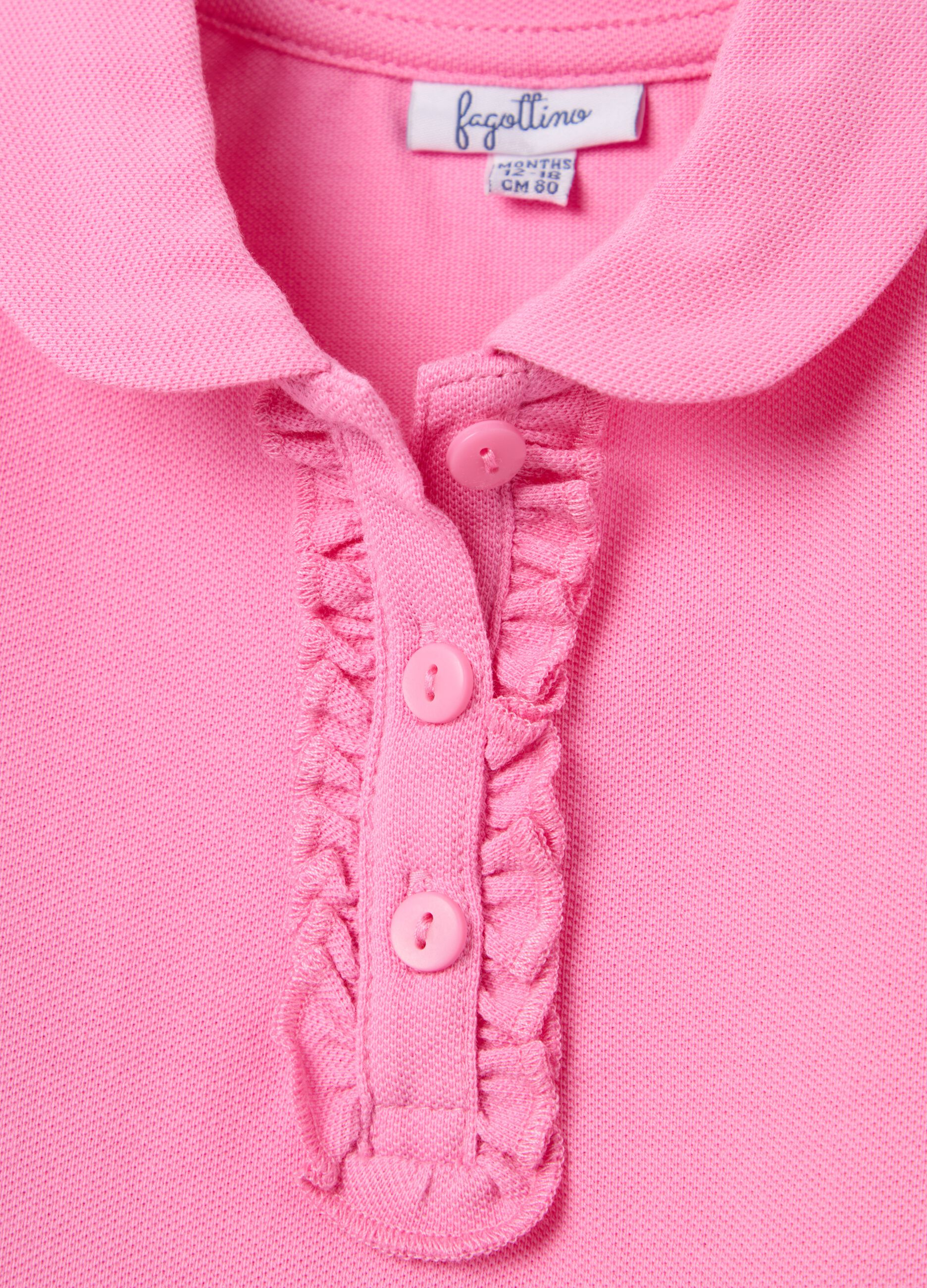 Piquet polo shirt with rounded collar