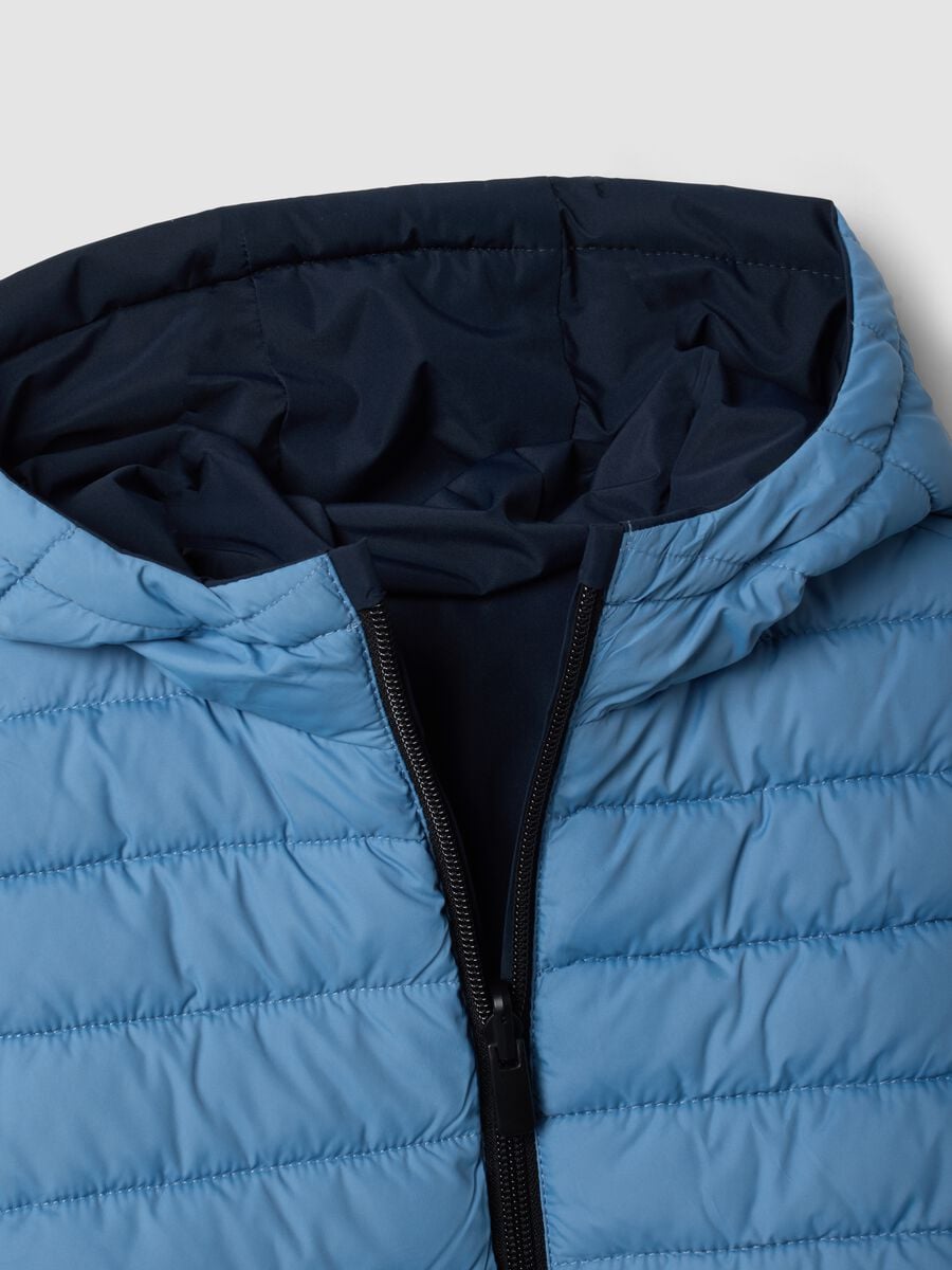 Giubbotto Ultralight reversibile azzurro con cappuccio e zip per bambino_2