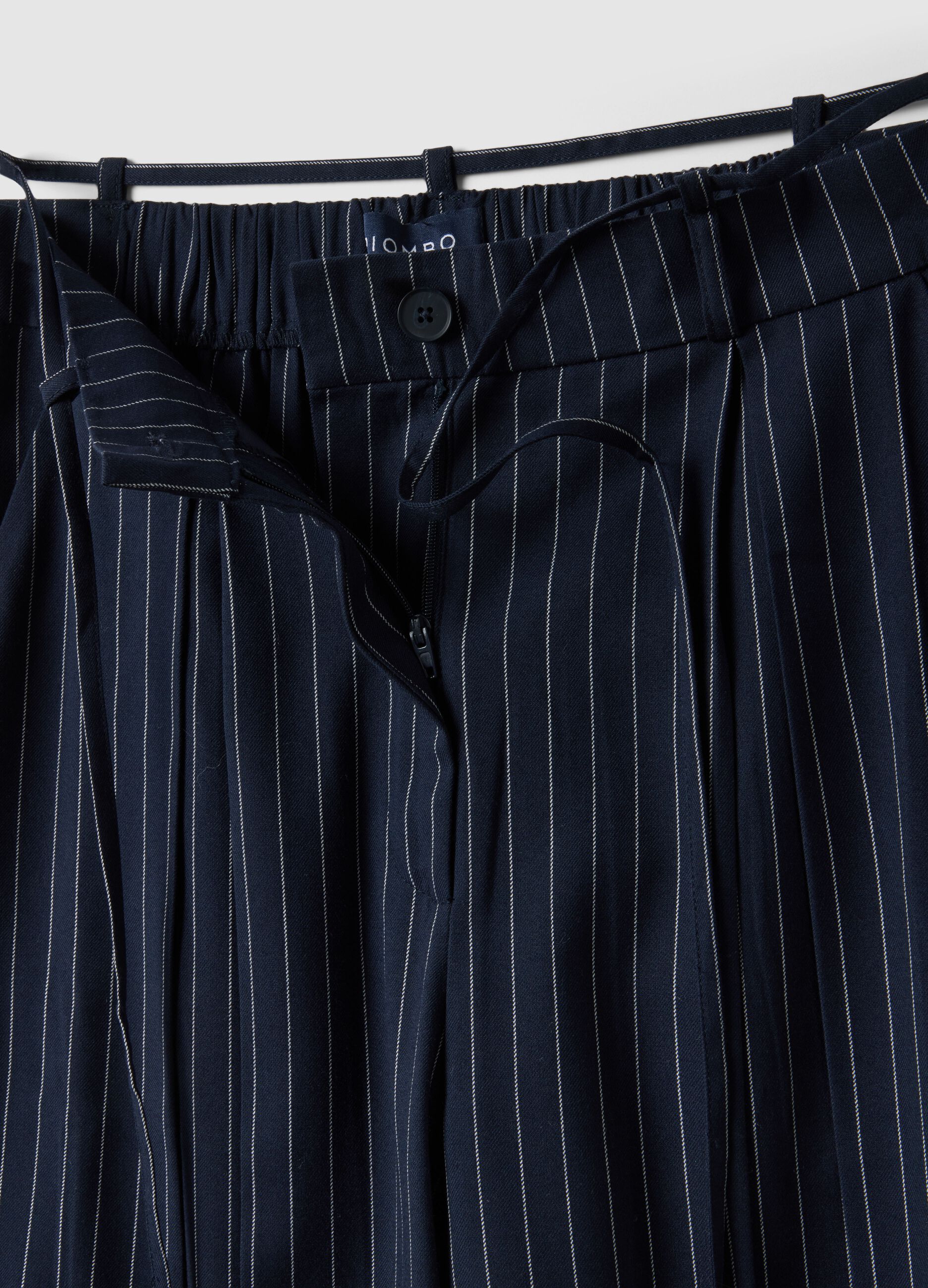 Pantaloni flare in misto viscosa a righe multicolor