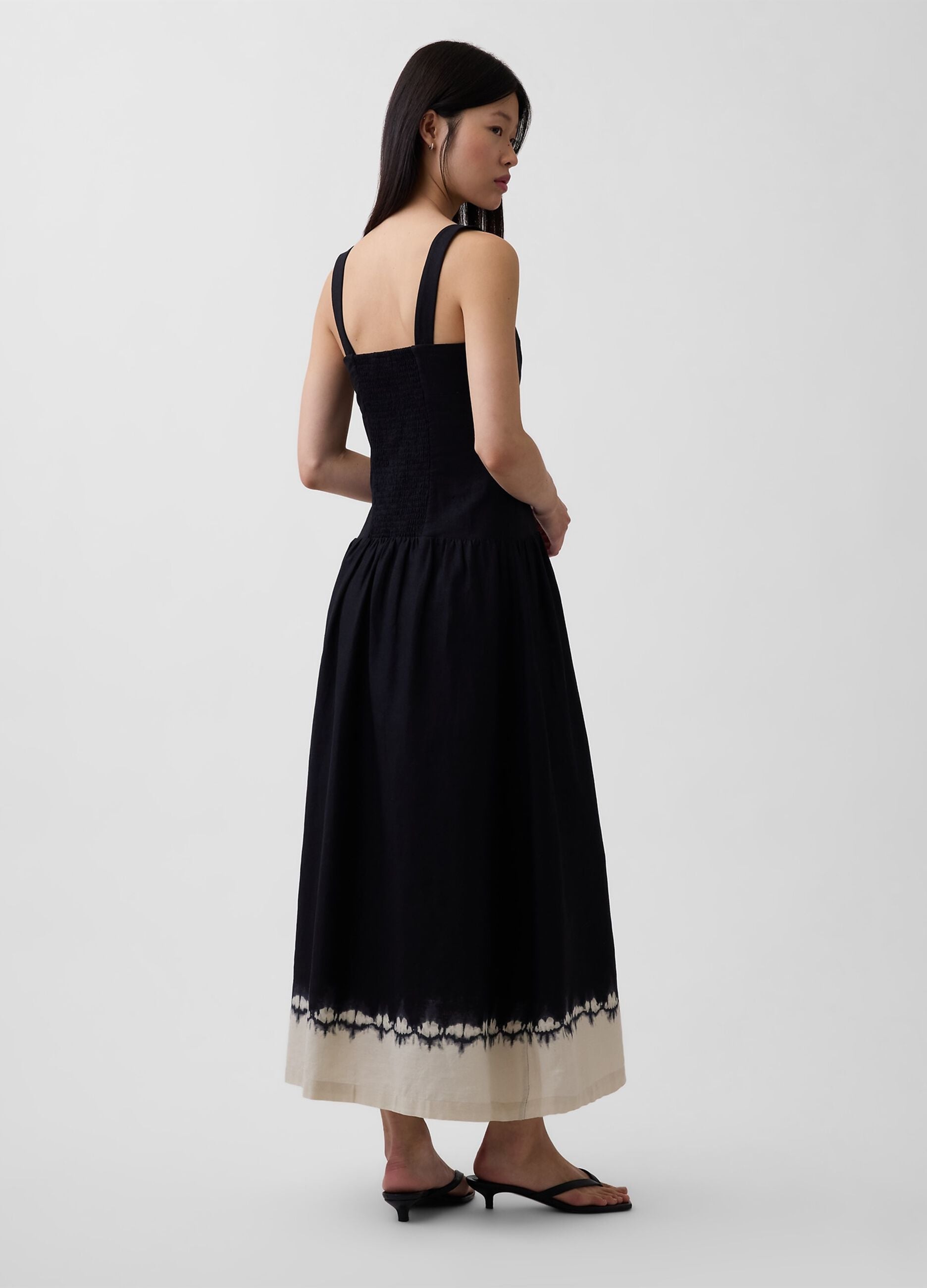 Linen-blend midi dress