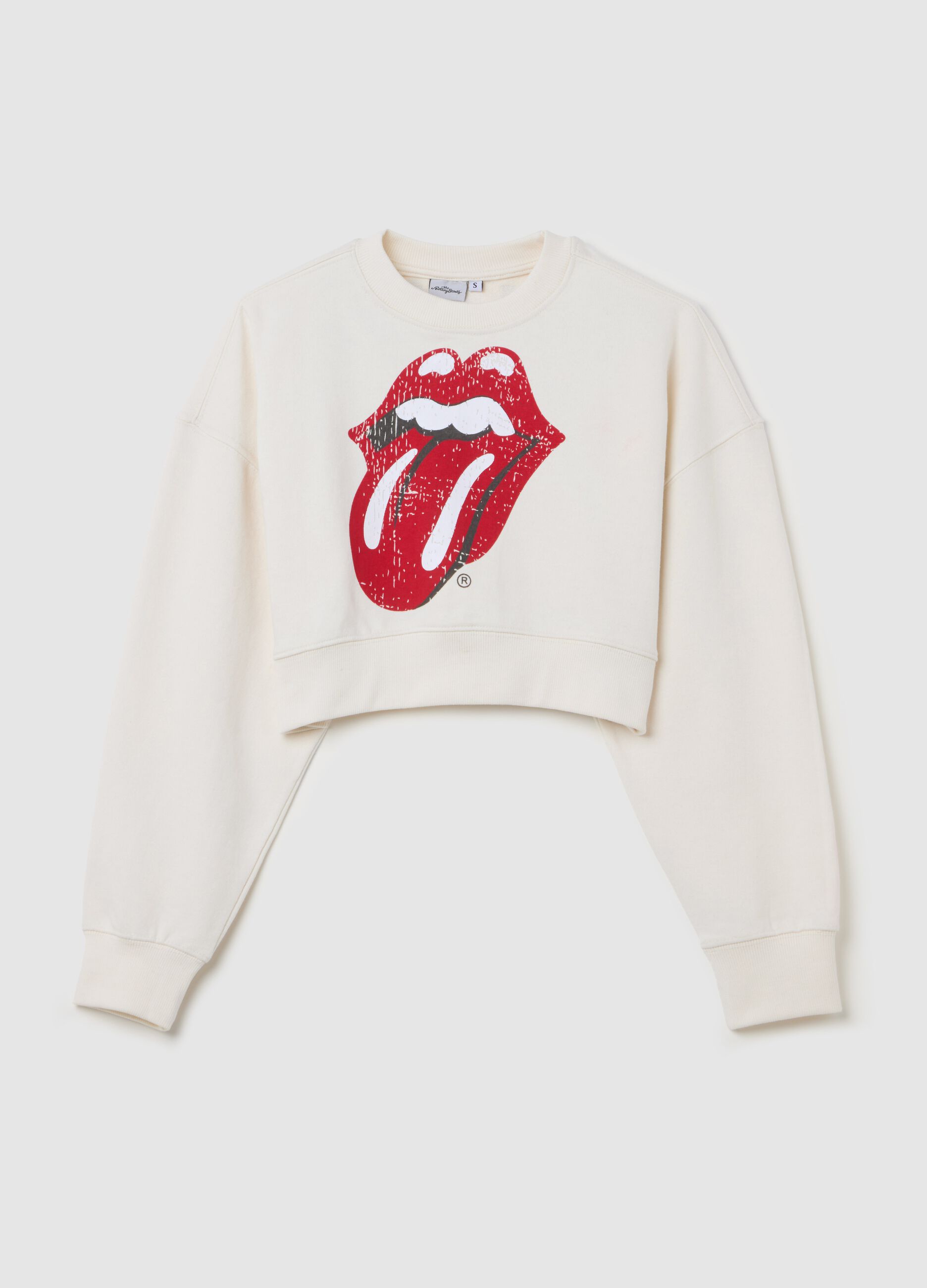 Crop sweatshirt with Rolling Stones print
