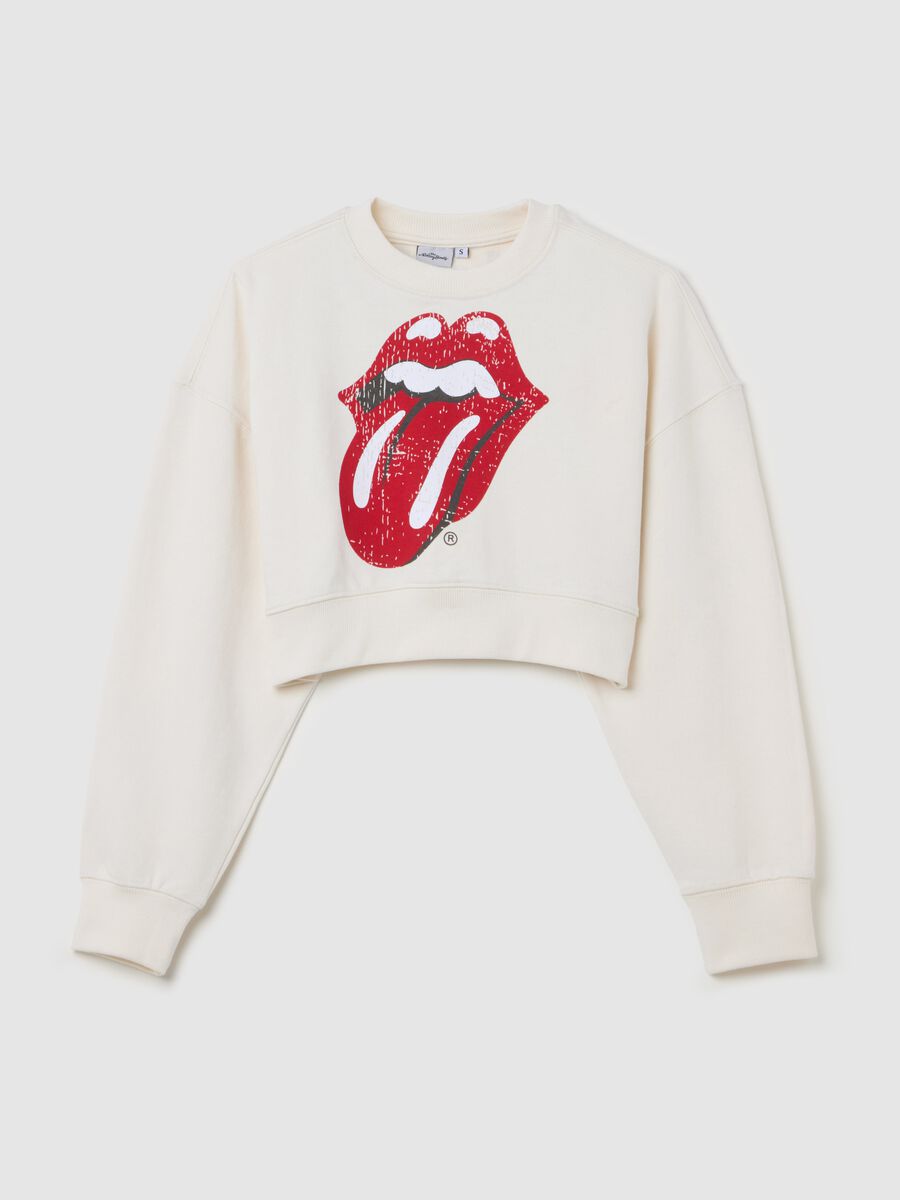 Crop sweatshirt with Rolling Stones print_4