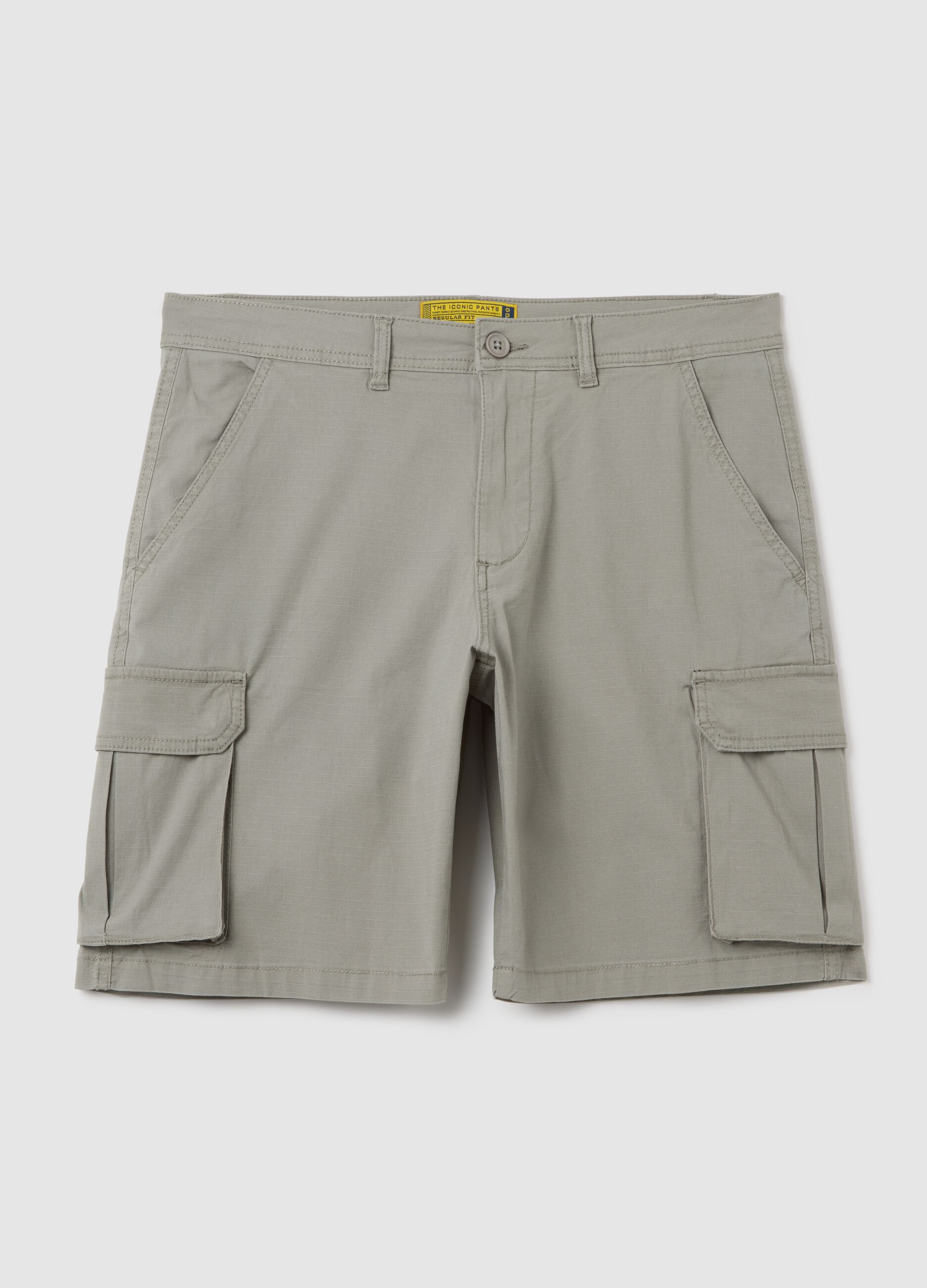 Men's Grey Stretch Cotton Cargo Trousers