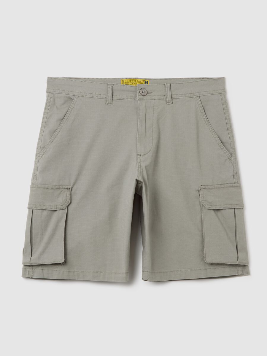 Men's Grey Stretch Cotton Cargo Trousers_0