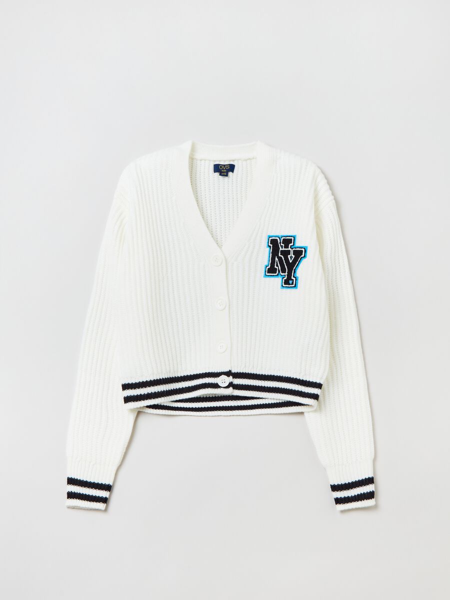 Cardigan con scollo a V e patch boucle _0