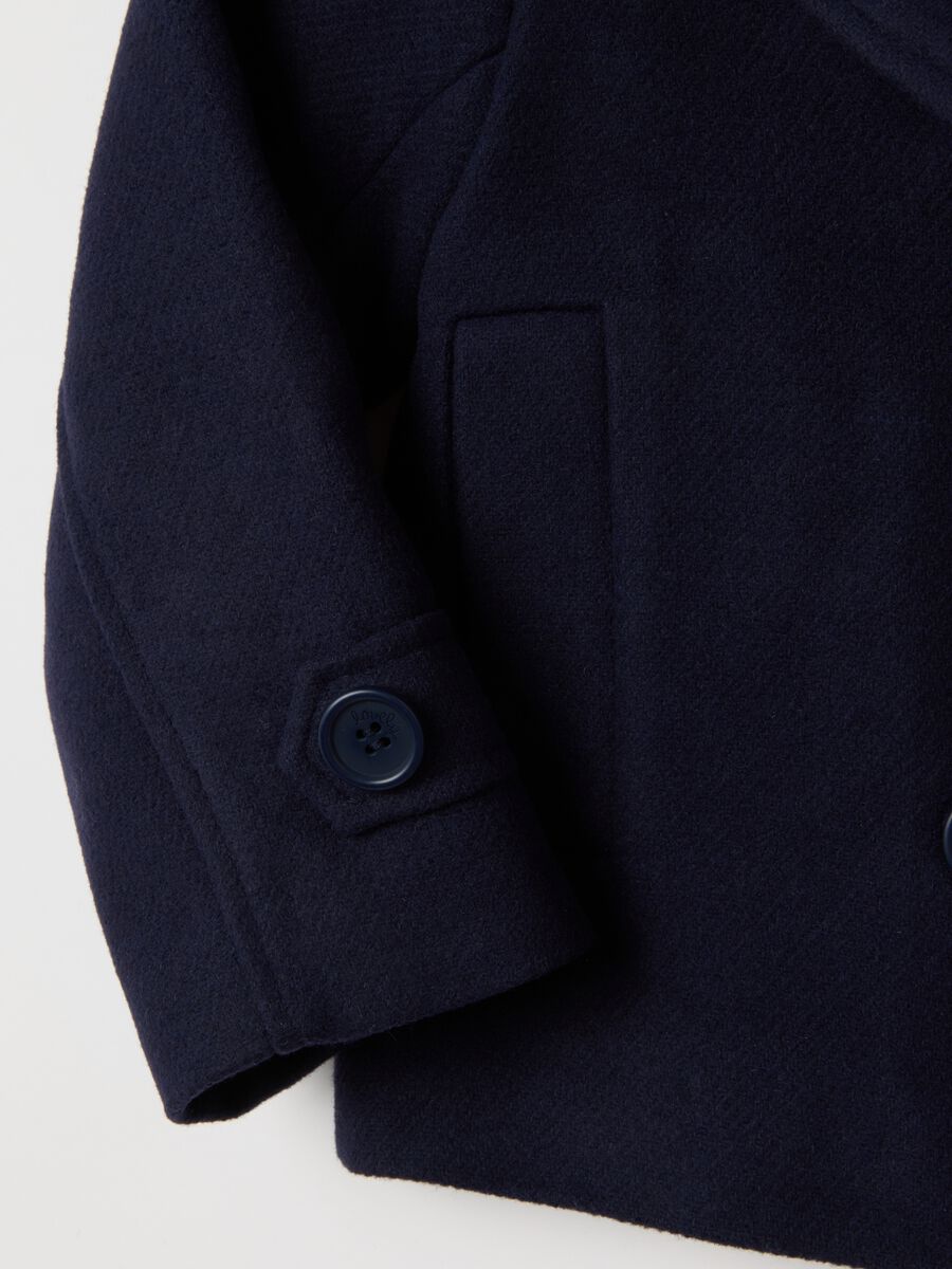 Girl's blue double-breasted coat with buttons_2