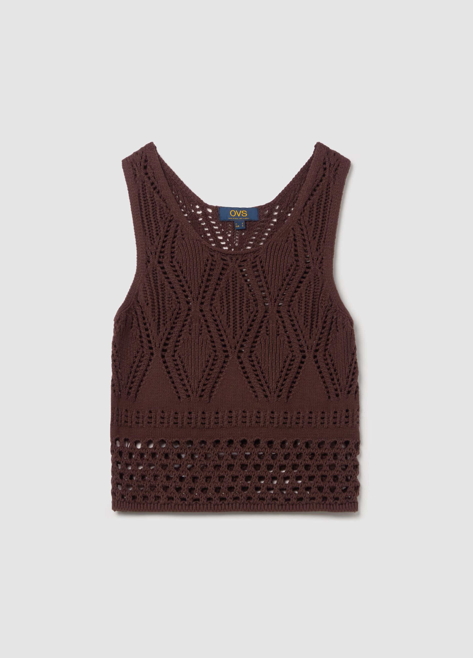 Tank top marrone crochet