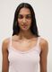 Canottiera in puro cotone rosa regular fit con bordo in pizzo_1