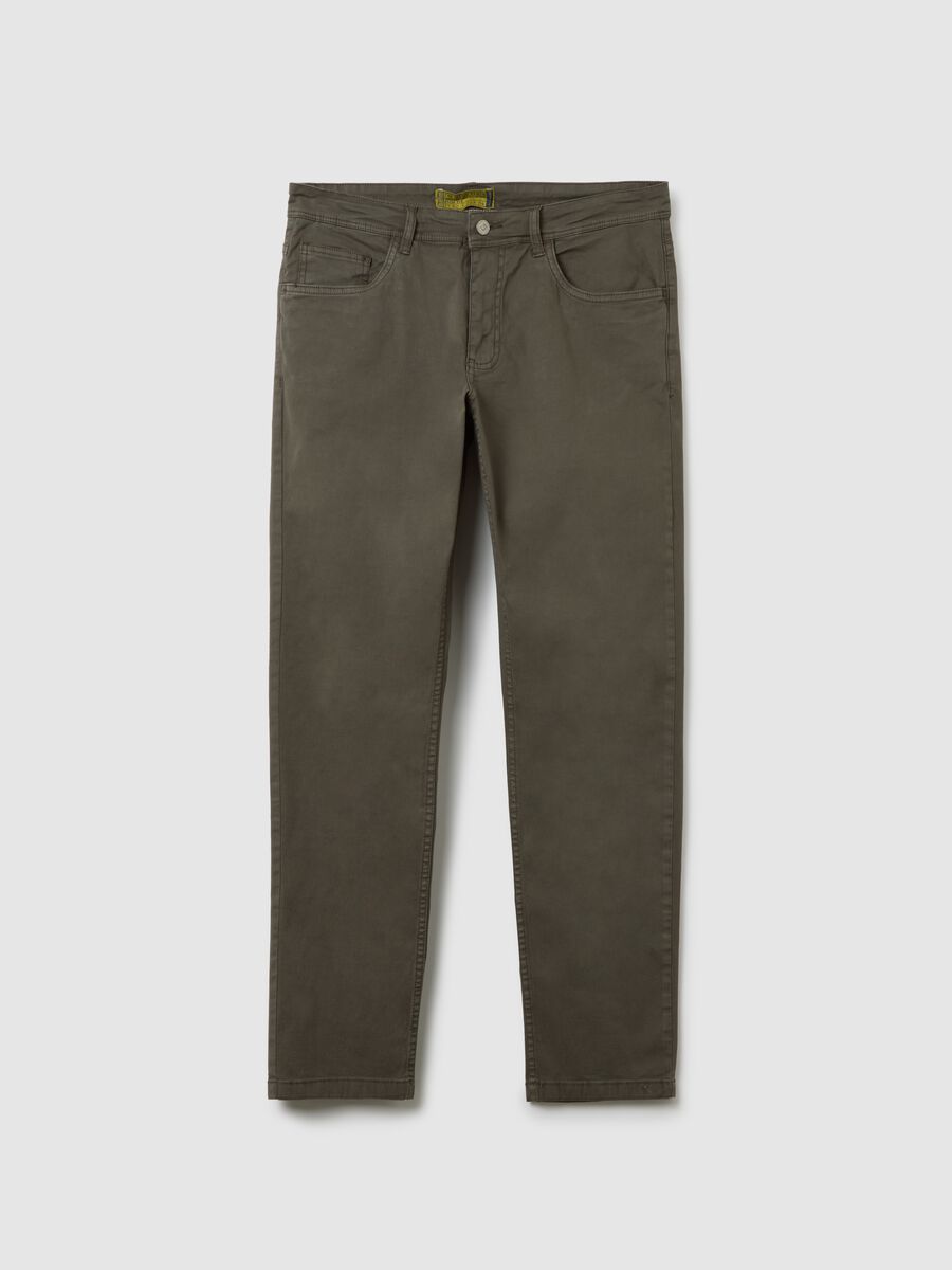 Pantaloni in cotone verde slim fit_0